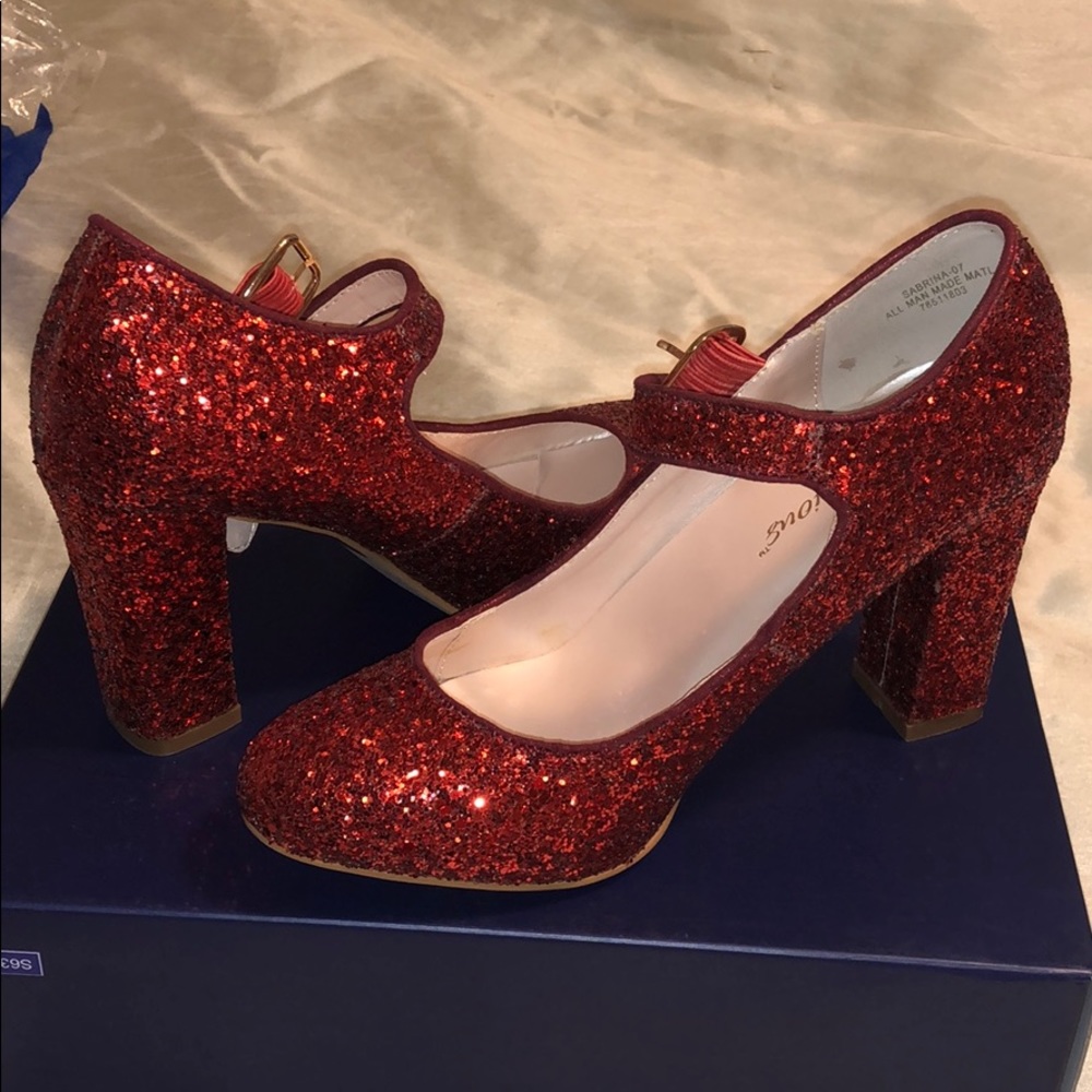 Red sparkly shoes